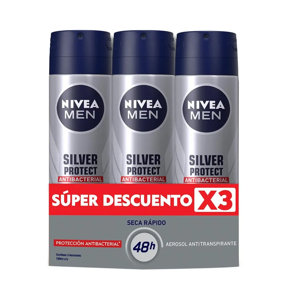 Desodorante Nivea Mensilver Proct Aerosol x3Und x150ml C-U