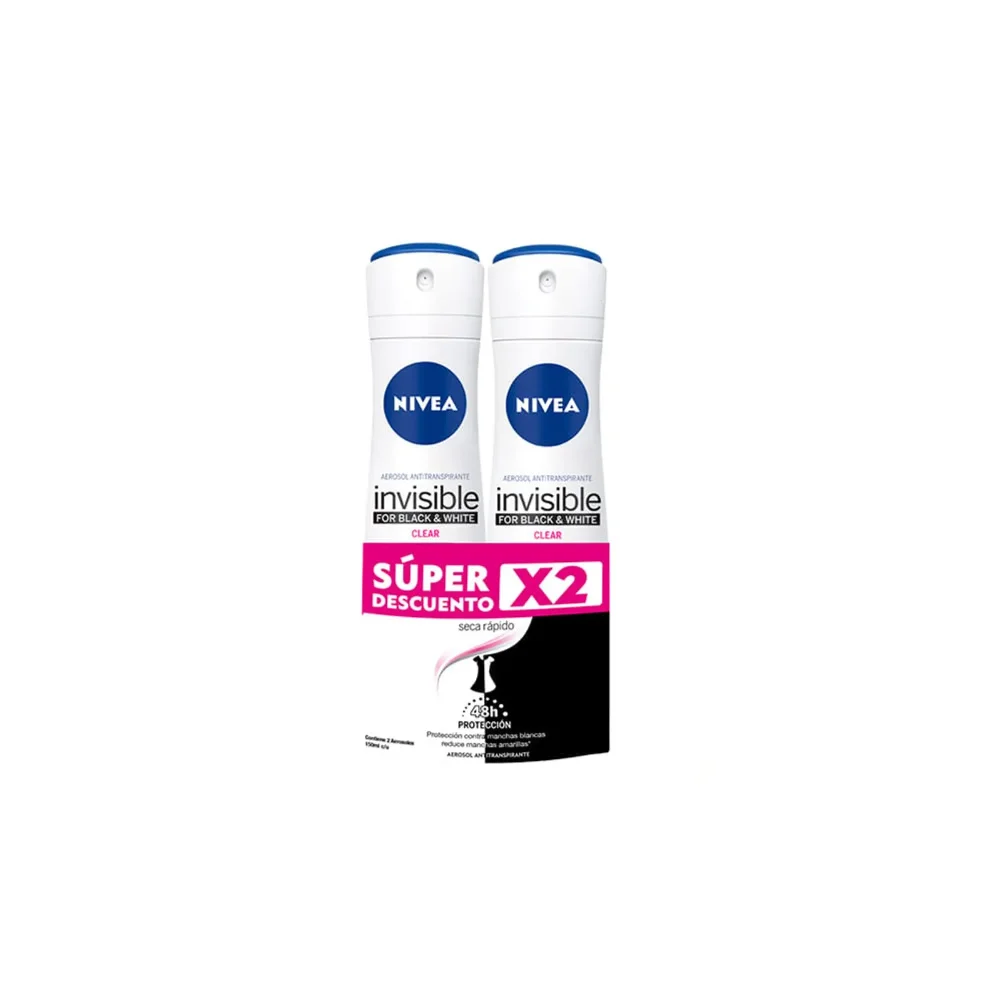 Desodorante Nivea Black & White Invisible Clear Spray x150ml x2und