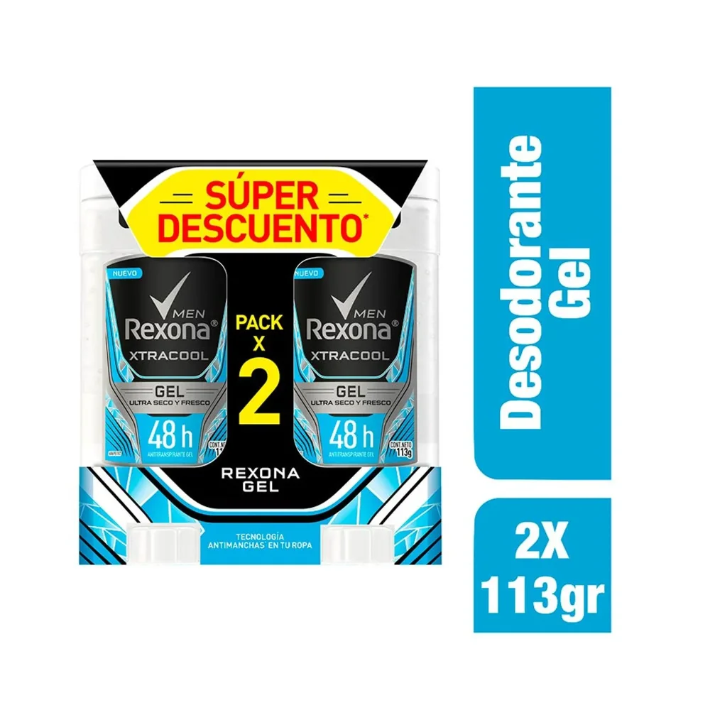 Desodorante Rexona Xtracool Men Gel x2 Und x113grs