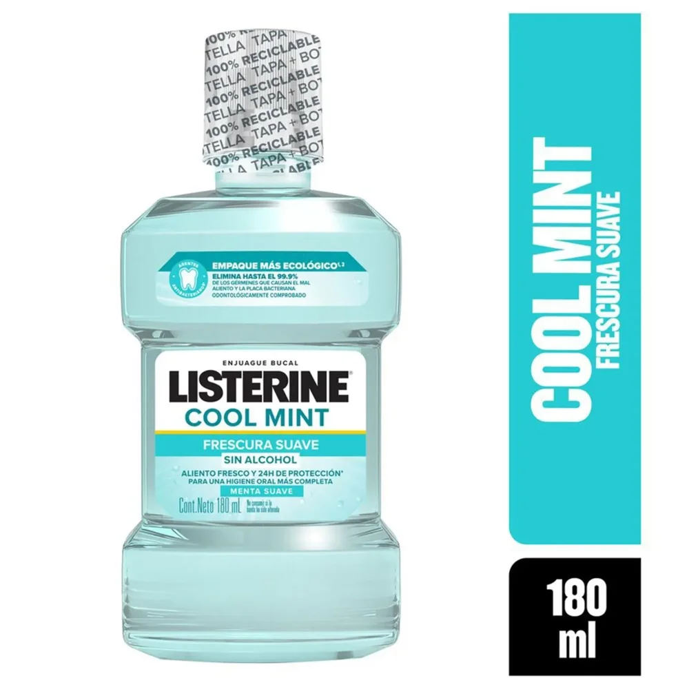 Enjuague Bucal Listerine Coolmint Frescura Suave Sin Alcohol 180ml