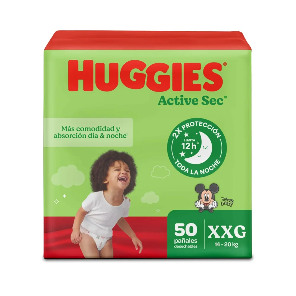 Pañales Huggies Active Sec Etapa 5/XXG Más Comodida y Absorción 50U