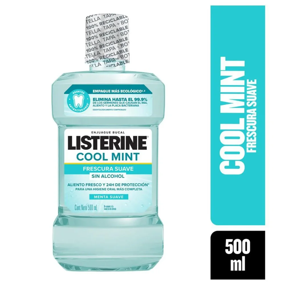 Enjuague Bucal Listerine Frescura Suave Sin Alcohol 500ml