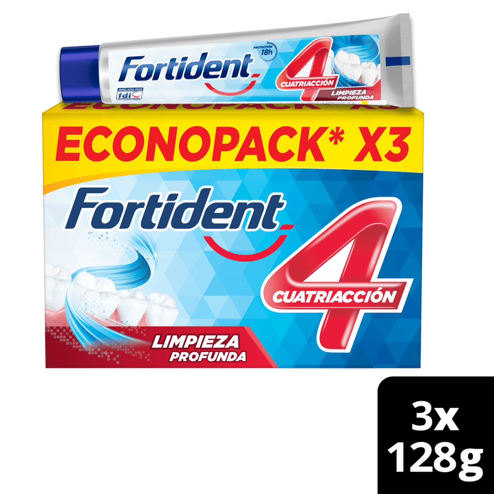 Crema dental Fortident Limpieza profundsa x3unds x85g c-u