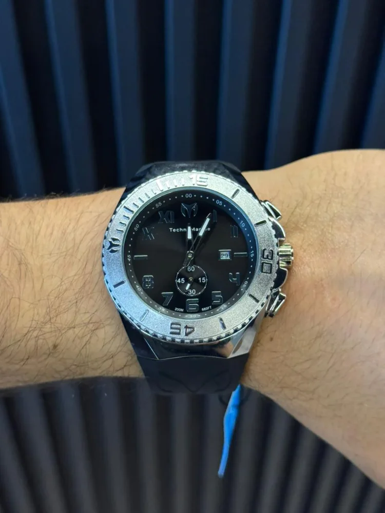 Technomarine New Negro Tablero Negro - Plateado