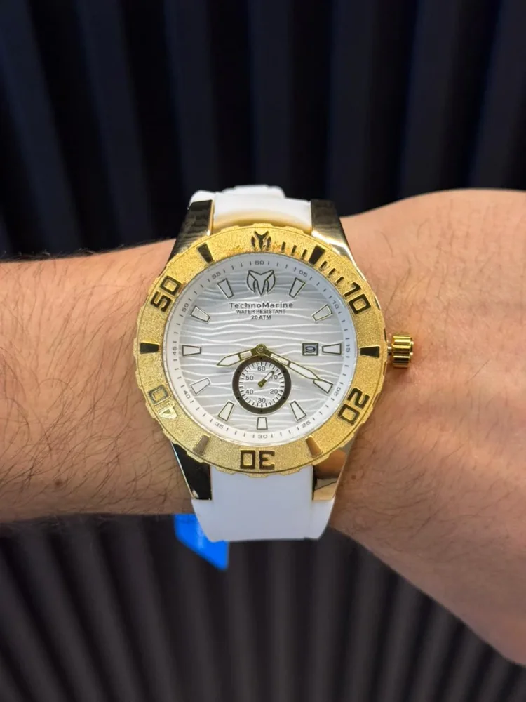 Technomarine New 2026 Goma Blanca Tablero Blanco Dorado