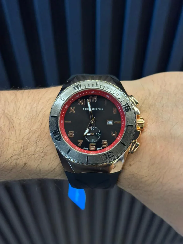 Technomarine New Negro Tablero Negro - Oro Rosa