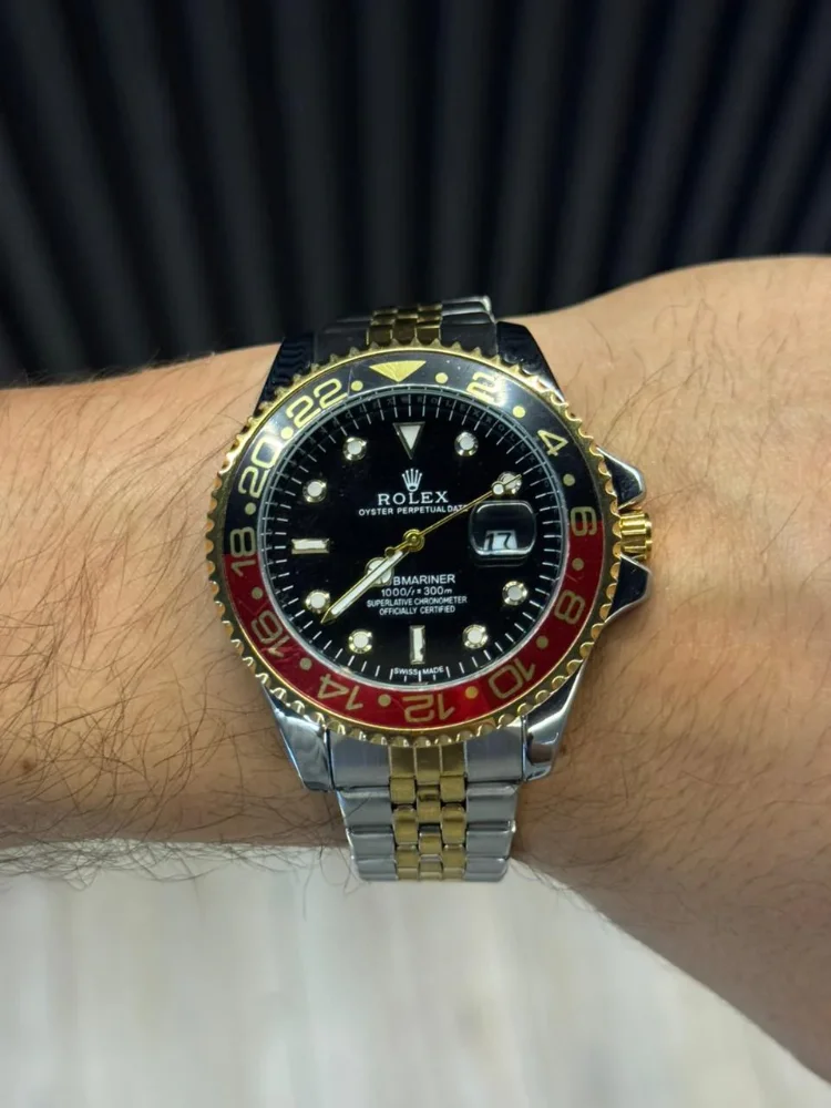Rolex Master 2 Bicolor Dorado Tablero Negro Bisel Negro Rojo