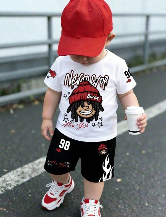 Conjunto bebe new york short negro