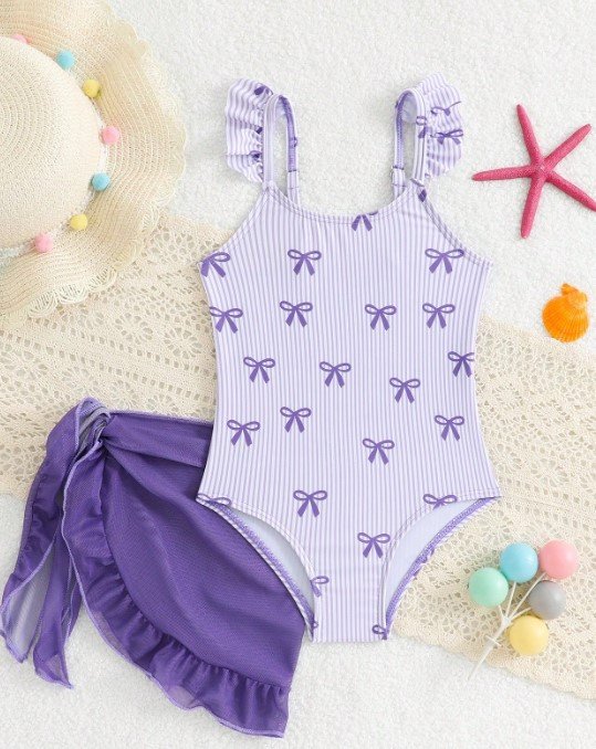 Traje de Bano lazos morado
