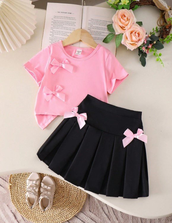 Conjunto falda negra lazos