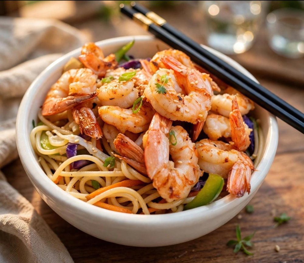 WOK DE SPAGHETTI CON LANGOSTINOS