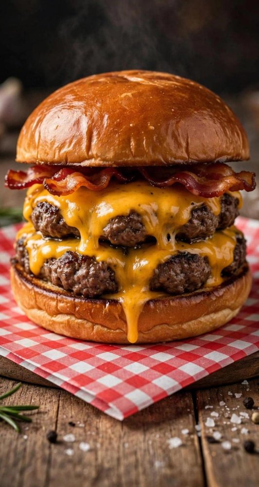 DOBLE BACON CHEESE + FRITAS