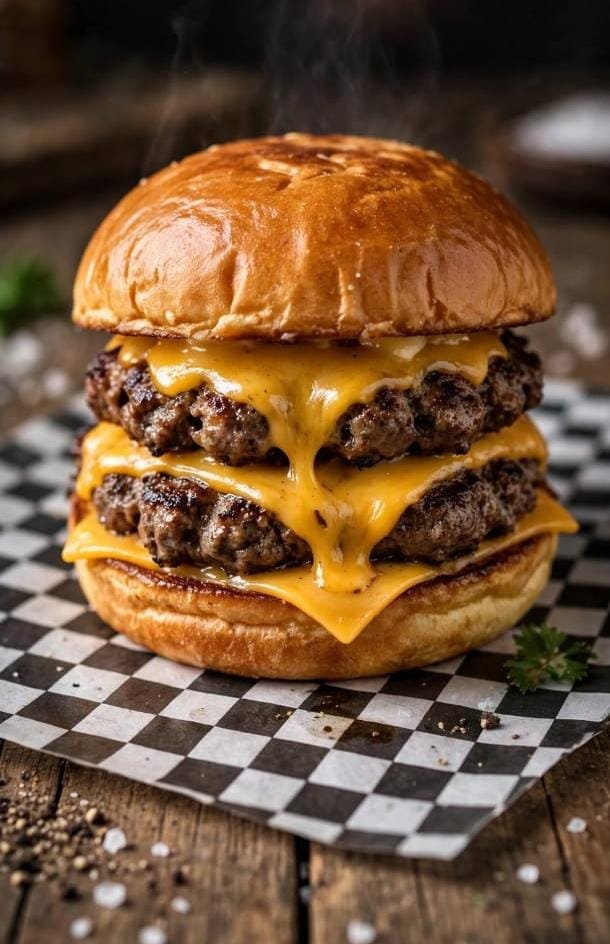 DOBLE CHEESE BURGER + FRITAS