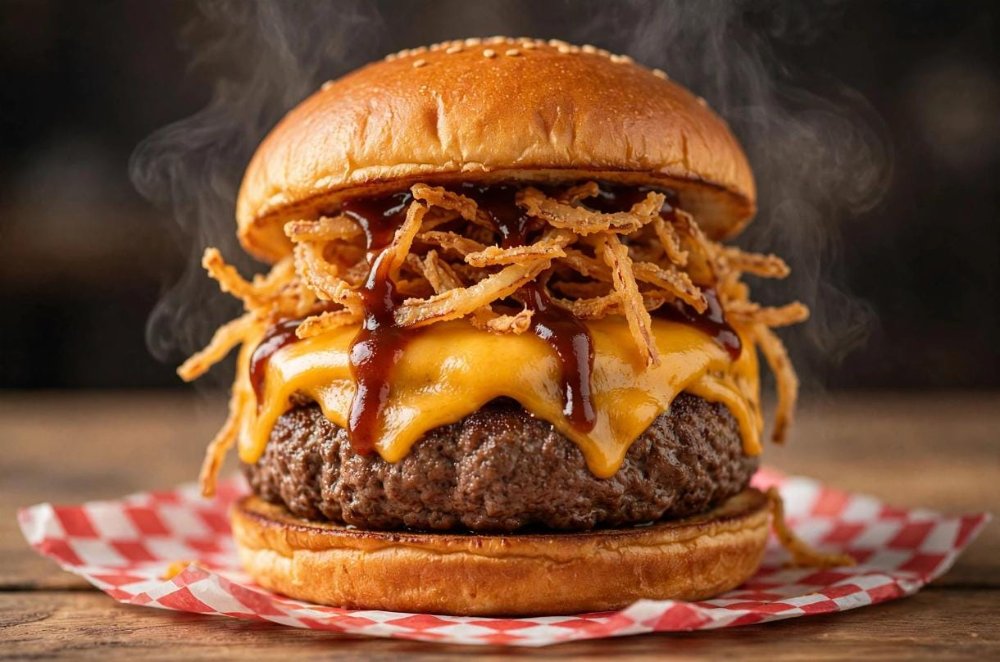 CRISPY ONION BURGER + FRITAS