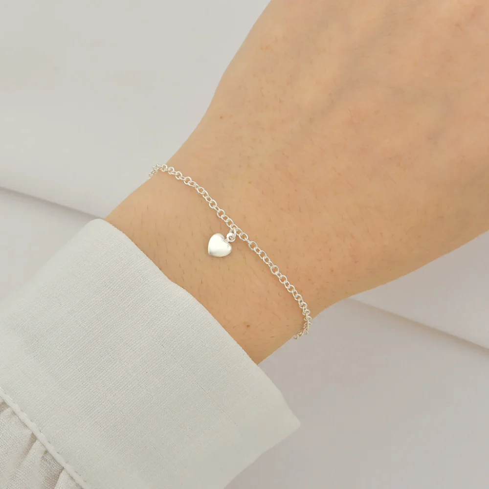 Pulseira Coração Liso de Prata