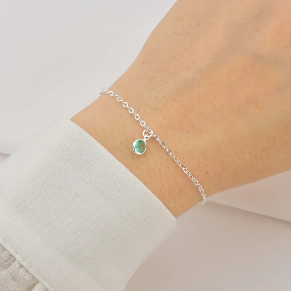 Pulseira 1 Ponto de Luz Turmalina Pendurado de Prata