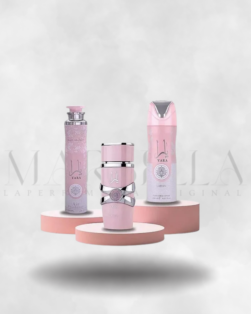 EST. LATTAFA YARA 3PZAS 100ML+SPRAY+AIR FRESHENER