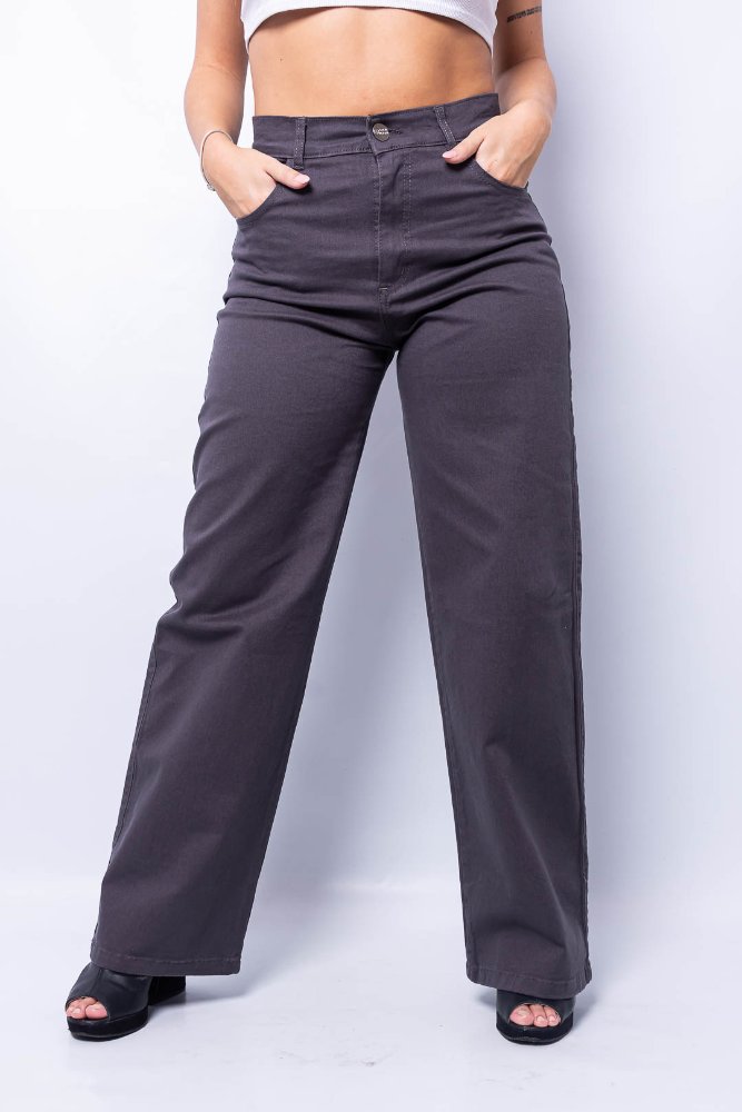 WIDE LEG GRIS TOPO