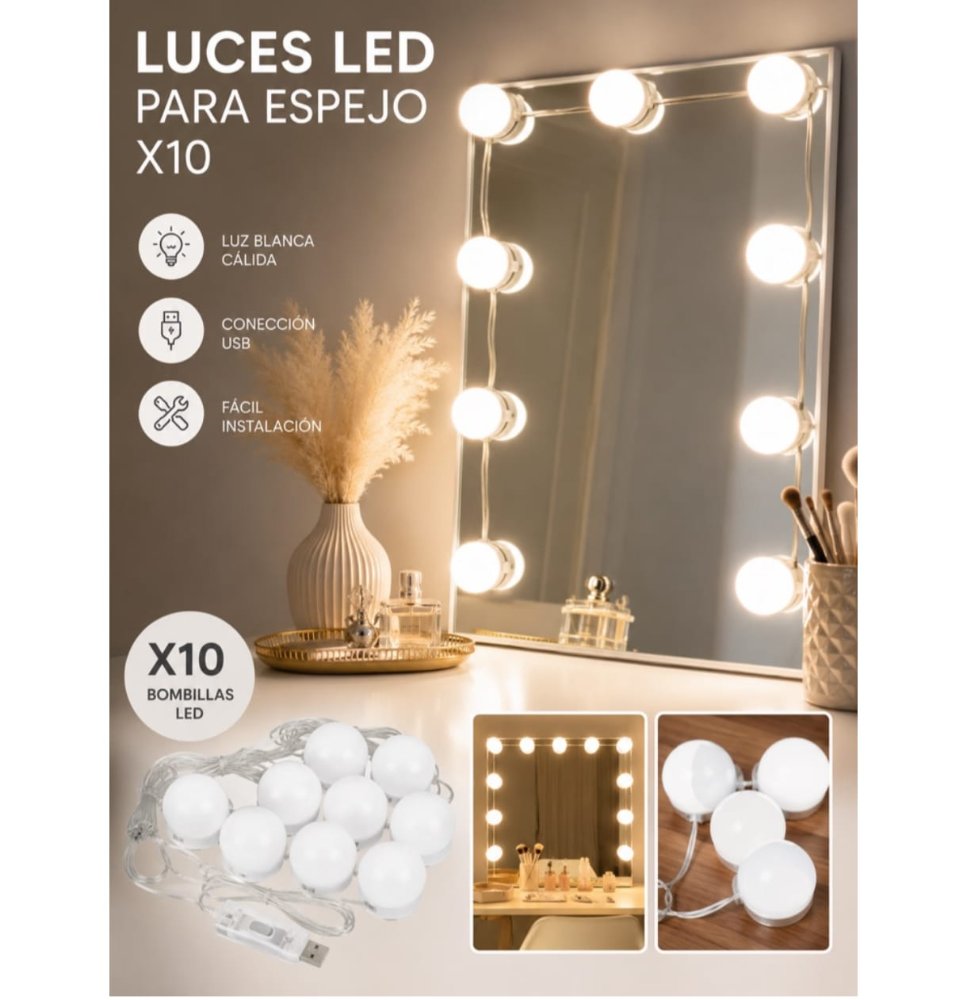 Luces x 10 Espejo Led