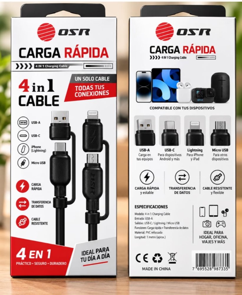 Cable USB 4 en 1