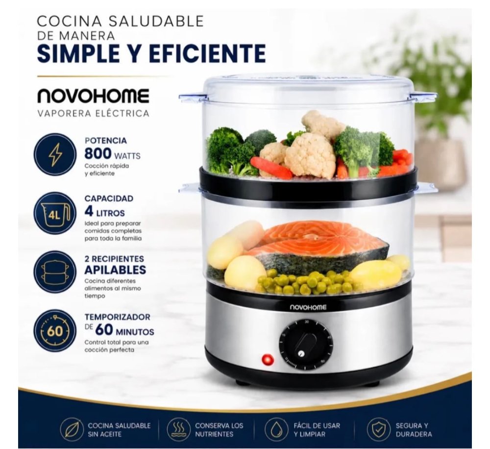 Vaporera Electrica 2 pisos 800 wts