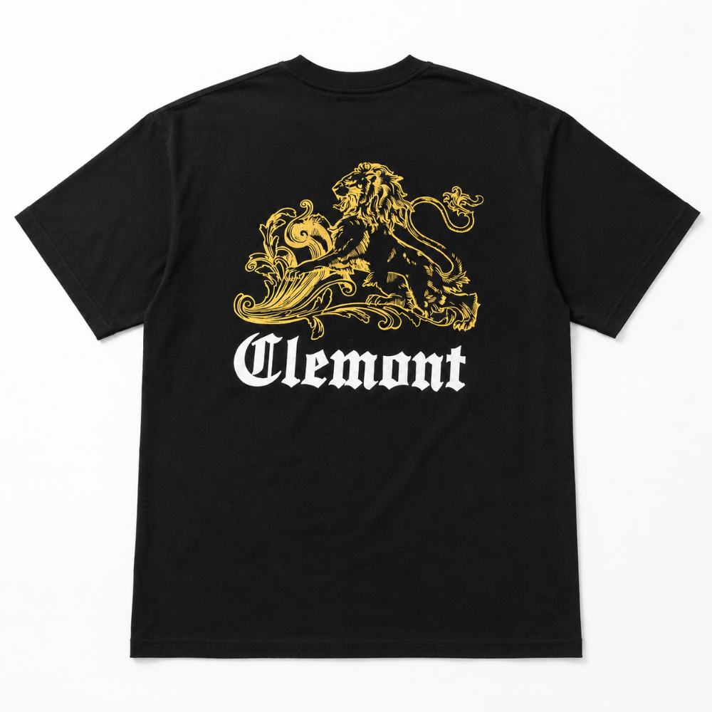 Camiseta oversize premium negra Clemont León dorado