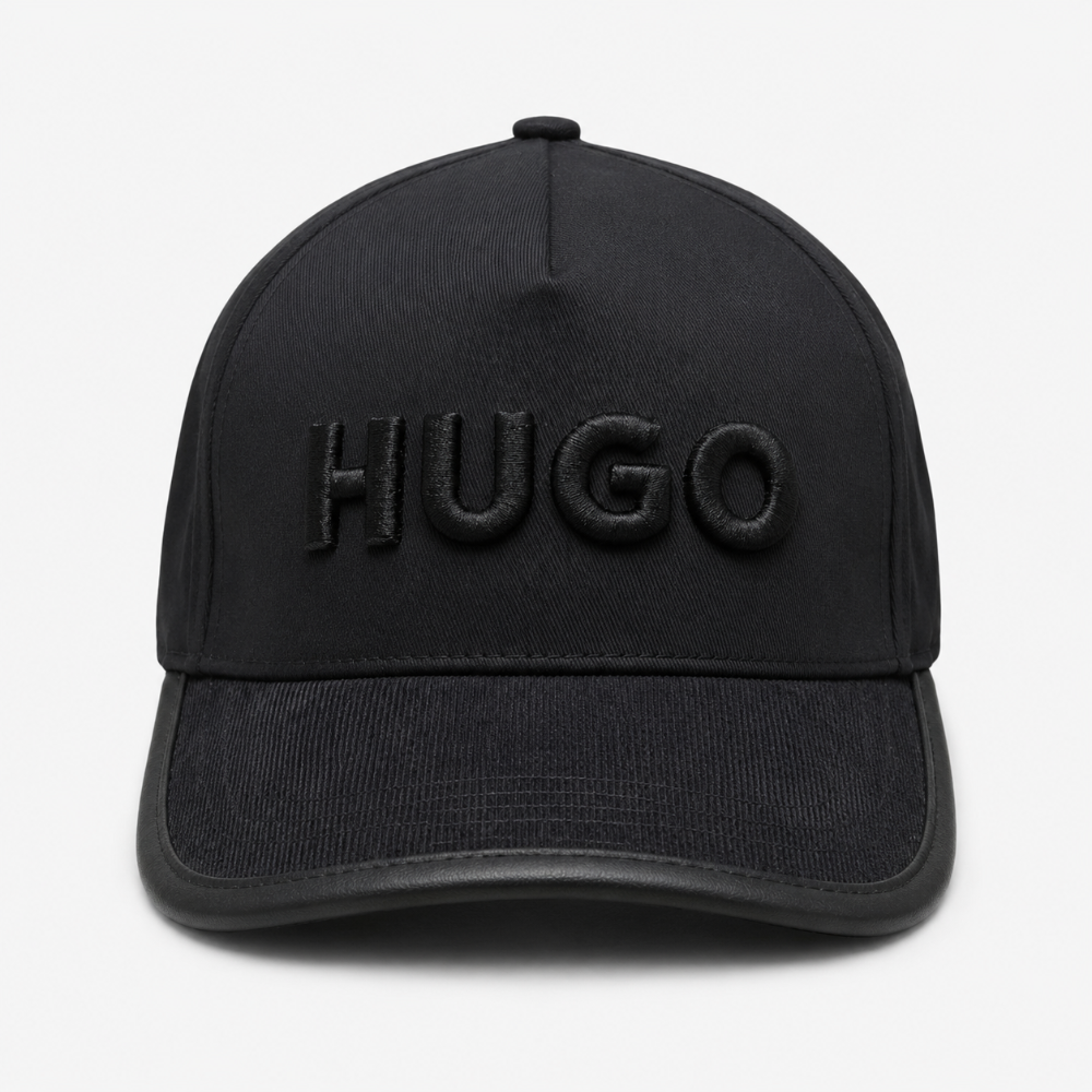 Gorra negra HUGO tono sobre tono