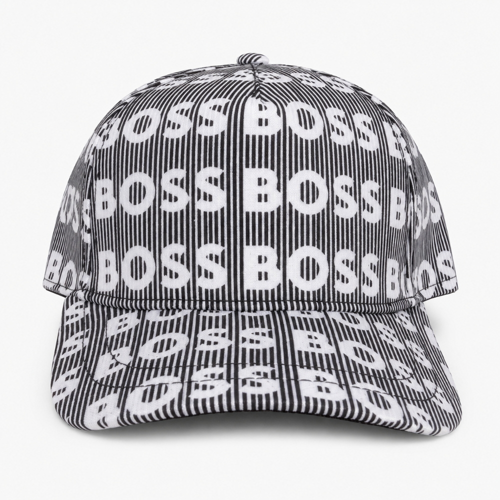 Gorra BOSS blanco y negro estampada
