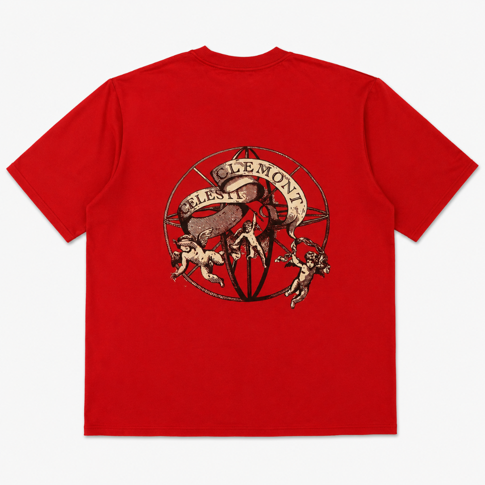 Camiseta oversize premium roja Clemont Celestial