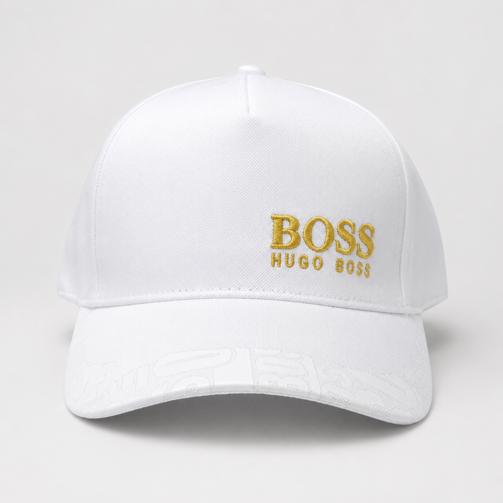 Gorra blanca bordado dorado
