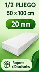 Lamina Icopor 1/2 Pliego 20mm