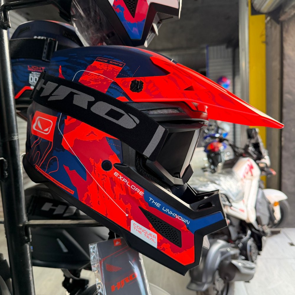 CASCO HRO MX04 AZUL NARANJA TALLA L