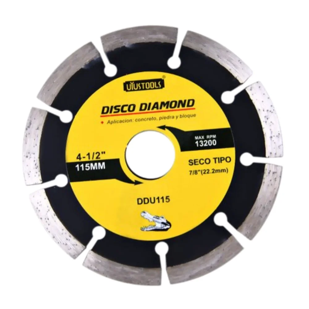 Disco diamantado segmentado 4-1/2 pulgadas para corte en seco de concreto y piedra