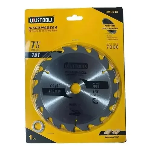 Disco de sierra circular para madera Uyustools DMD718 de 7-1/4 pulgadas (180 mm) y 18 dientes