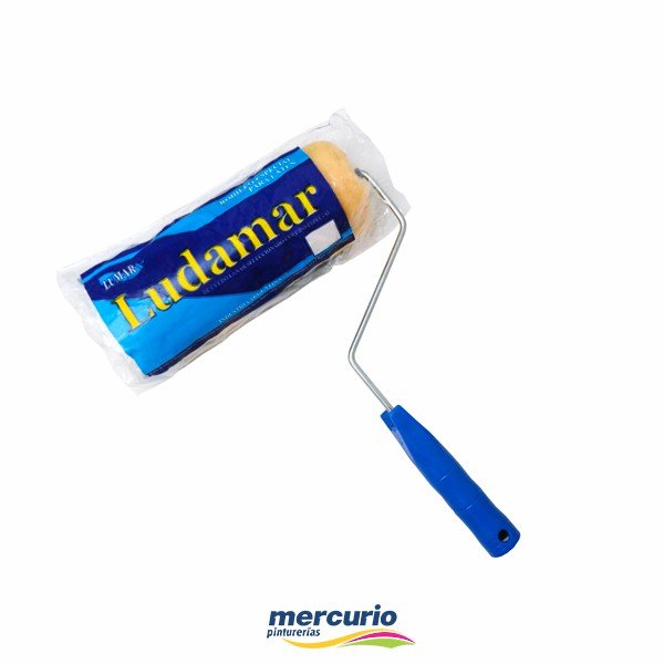 Rodillo de lana natural marca Lumar, modelo Ludamar, diseñado especialmente para pintura látex