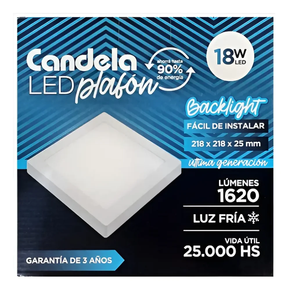 Plafón Candela Con Base Cuadrado 18 W Fría/cálida Estructura Blanco Frío