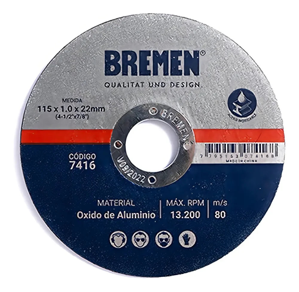Disco de corte para metal BREMEN de 180 mm fabricado con óxido de aluminio