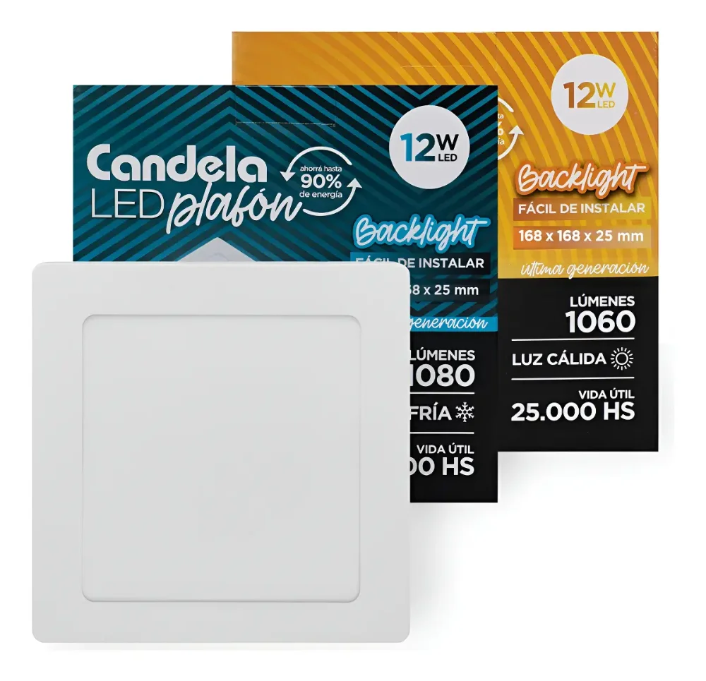 Plafon Led Aplicar Backlight 12w Cuadrado De Techo Pvc Estructura Blanco - Luz Fría