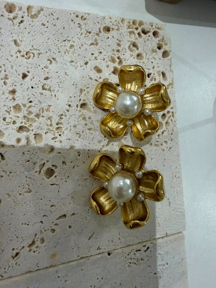 pendientes de flores de acero inoxidable