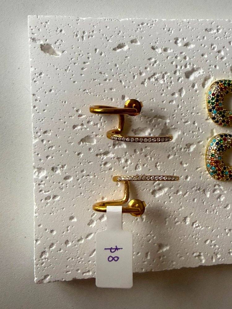 aretes solido cobre blanco con oro