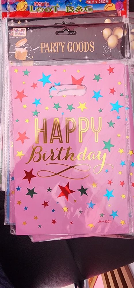 Bolsitas de regalo Happy Birthday 25x17CM/BOLSAS ROSADAS