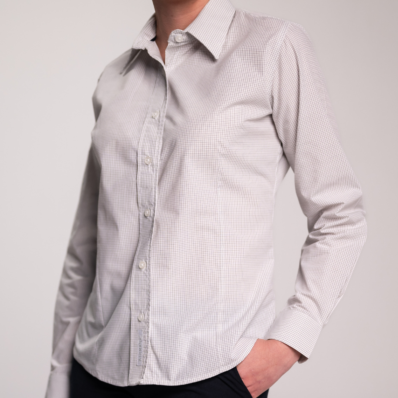 BLUSA MICRO CUADRO DAMA MANGA LARGA