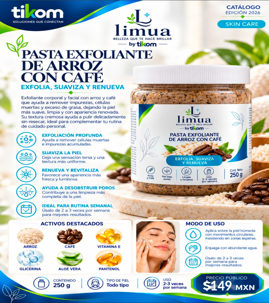 PASTA EXFOLIANTE DE ARROZ CON CAFÉ