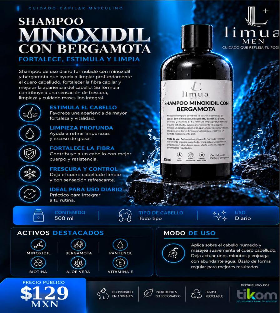 SHAMPOO MINOXIDIL CON BERGAMOTA