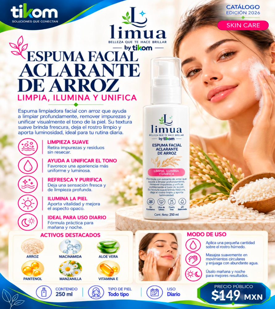ESPUMA FACIAL ACLARANTE DE ARROZ