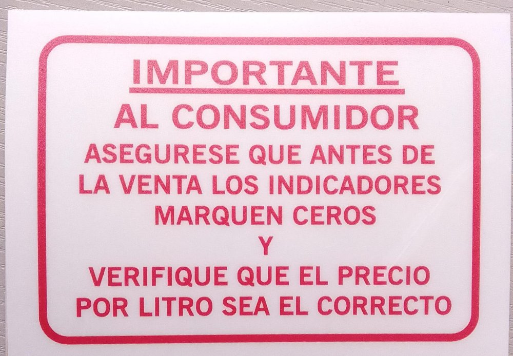 IMPORTANTE AL CONSUMIDOR