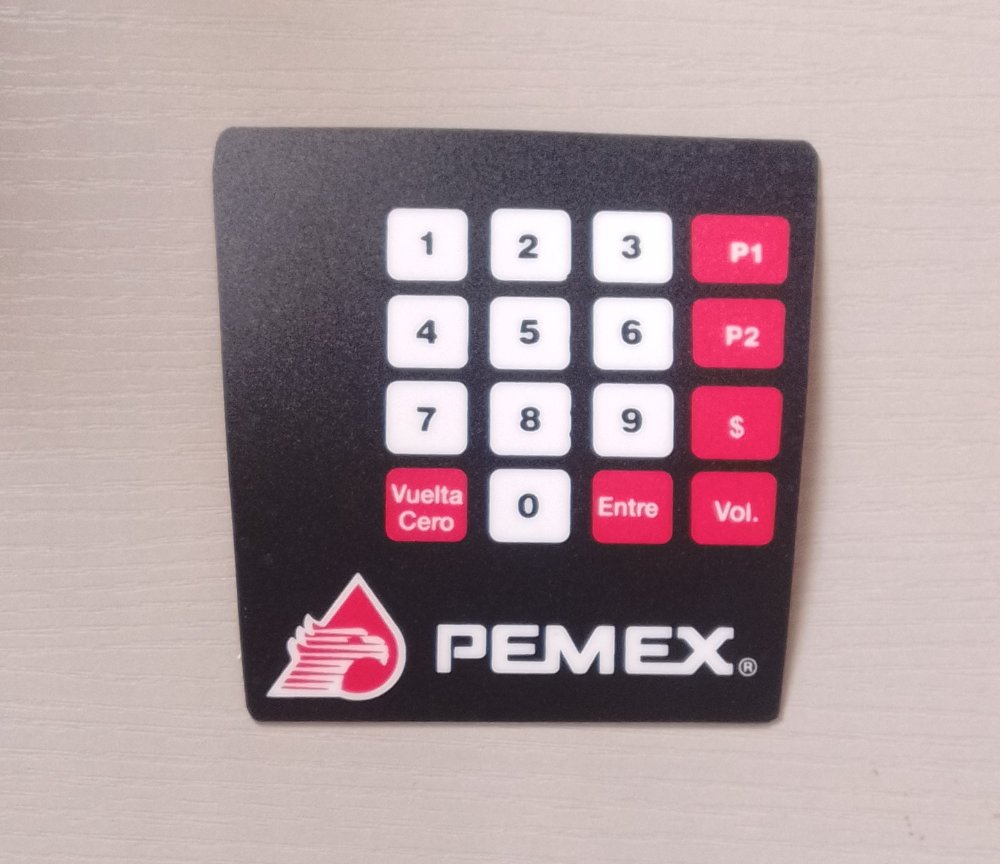CARATULA LEXAN TECLADO TRAPEZOIDE CON IMEGEN PEMEX