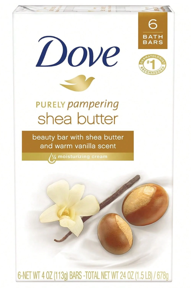 Dove Barra de belleza puramente mimosa jabones de manteca de karité 3.75oz/106g*6