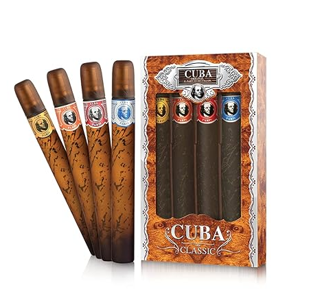 Cuba Juego de 4 puros para hombres (Dorado 35ml + Azul 35ml + Rojo 35ml + Naranja 35ml) 1.17oz/35ml*4