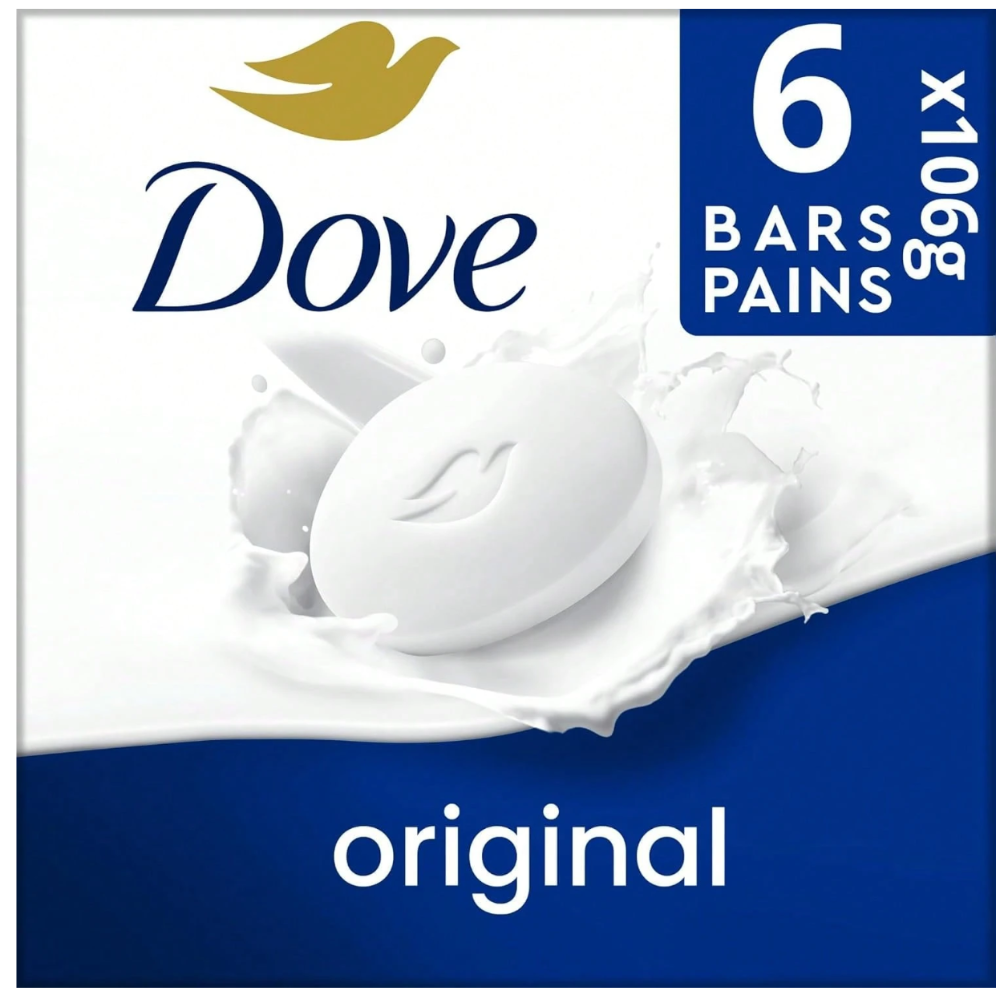 Dove Barra de jabón de belleza blanca original 3.75oz/106g*6
